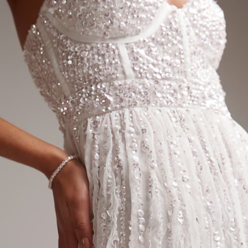 ASOS Maya Deluxe White Sequin Dress Sz US 6